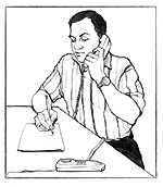 Man using a telephone